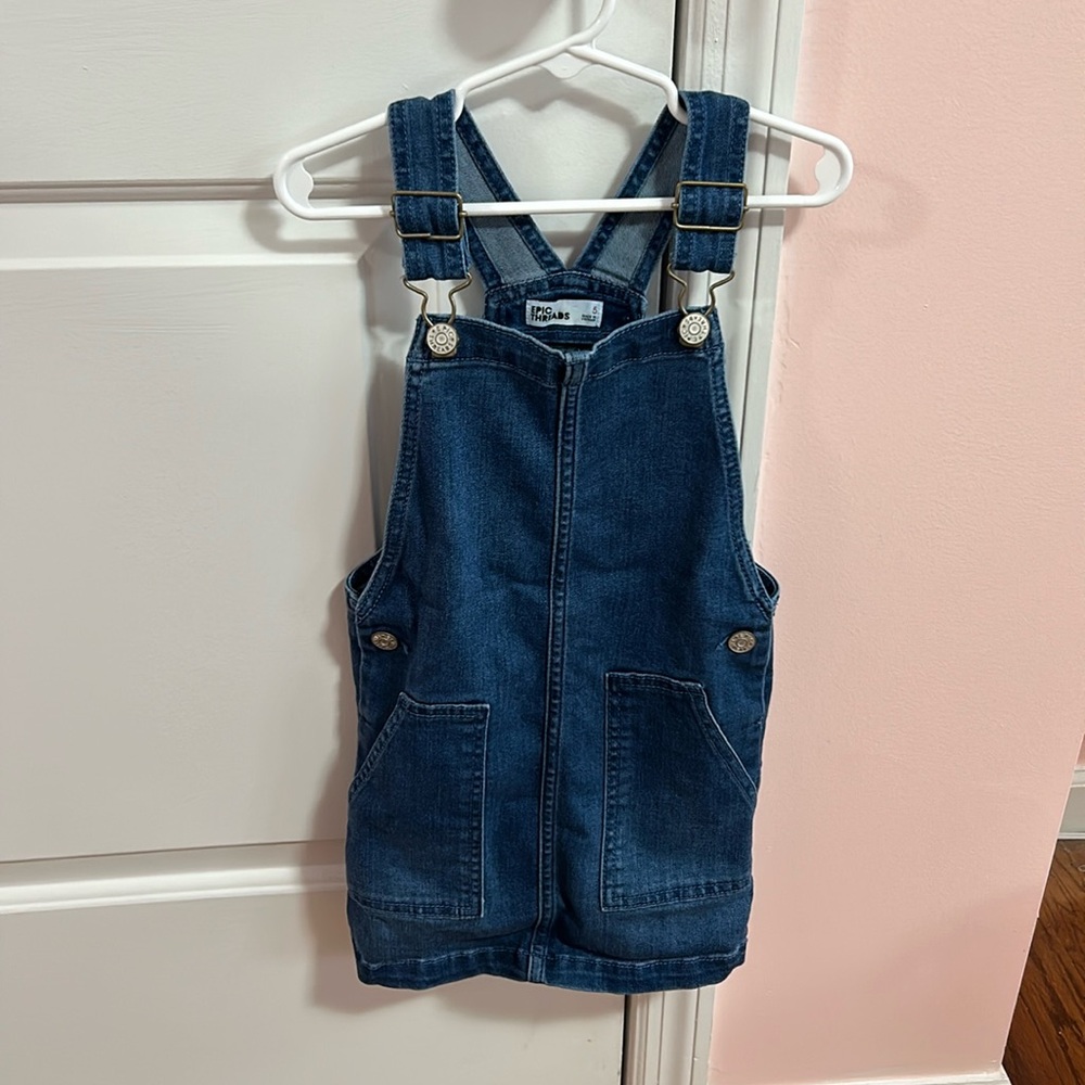 Girls size 5 Jeans overalls Dress